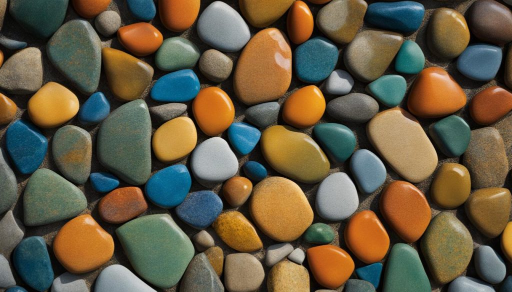 interlocking stone surface with vibrant colors